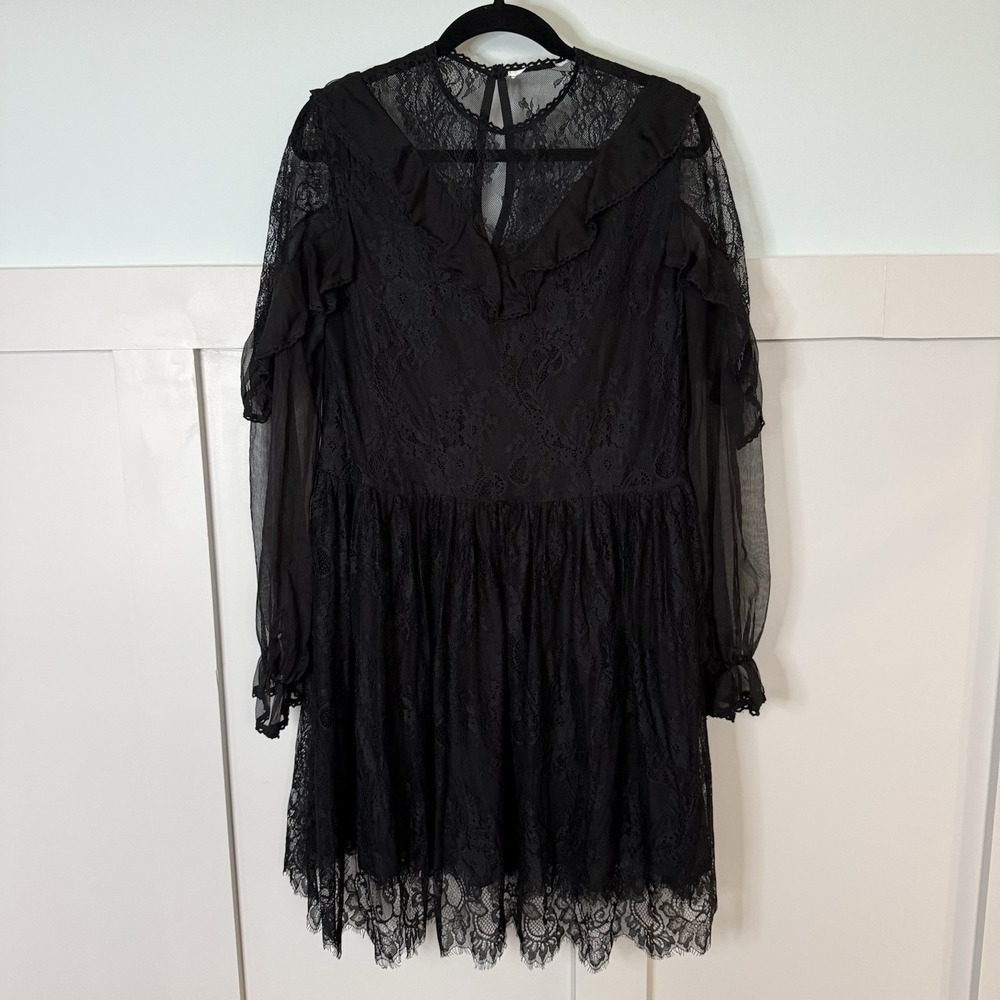 Black Lace Mini Dress Women's Medium Black Whimsigoth Grunge Steampunk Witchy